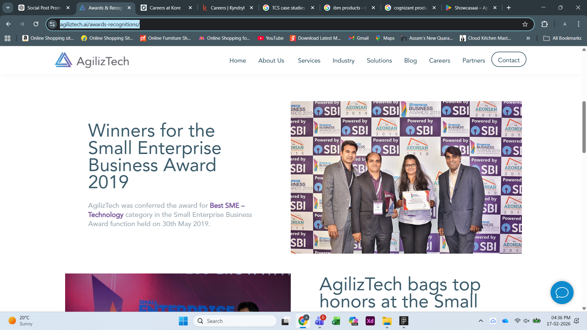 AgilizTech team receiving SEBA 2019 award on stage