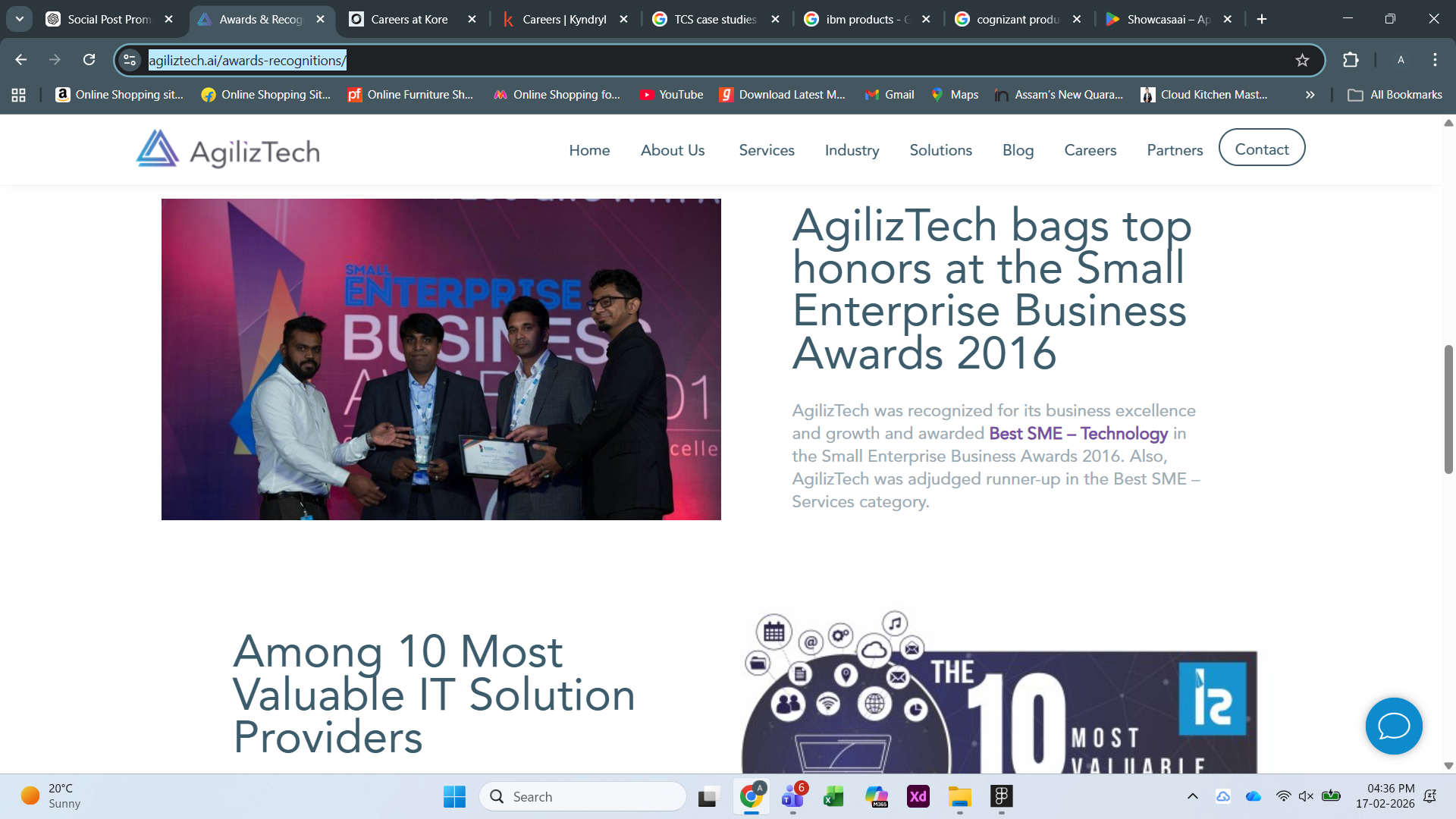 AgilizTech receiving SEBA 2016 award at ceremony