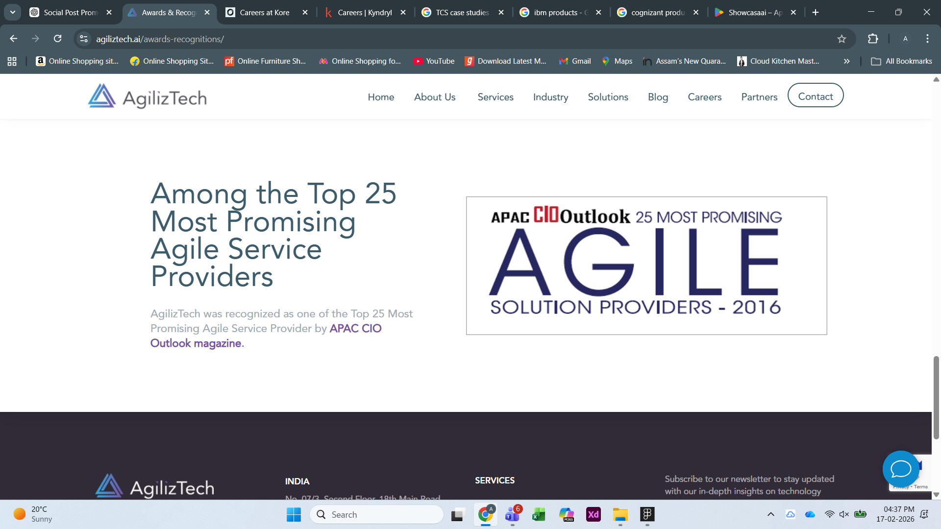 APAC CIO Outlook recognition for AgilizTech